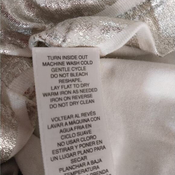 NWOT! CHICO'S! GOLD METALLIC & CREAM ABSTRACT STRIPE OVERSIZED TUNIC TOP! SZ S - Picture 12 of 13